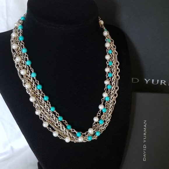 David Yurman Jewelry - SOLD - DAVID YURMAN *RARE* 18K Gold Turquoise Pearl Necklace - Pristine! $2150